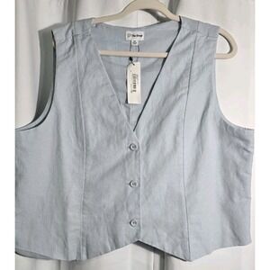 The Drop Women's ESMA Linen BLEND Vest Size XXL Blue